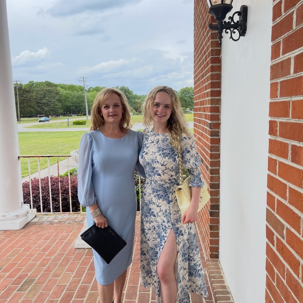 REFORMATION Floral Blue and White Dress